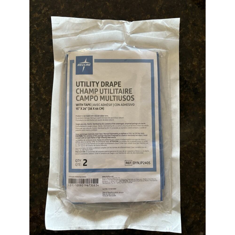 Medline Sterile Surgical Utility Drapes w/Tape 2 in a pack 15" x 26"